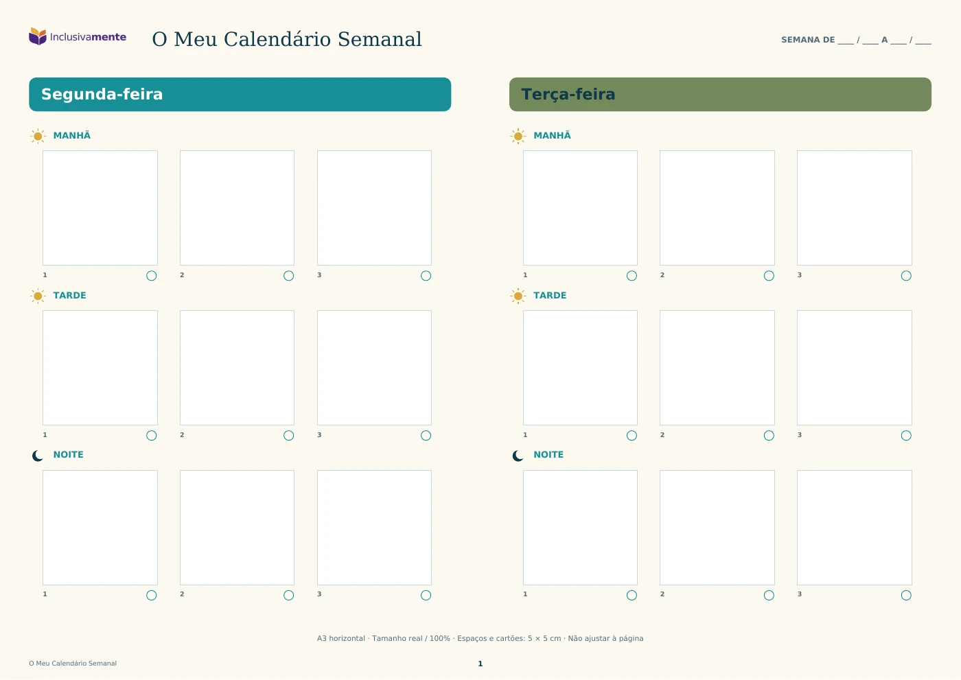 Capa de Calendário semanal