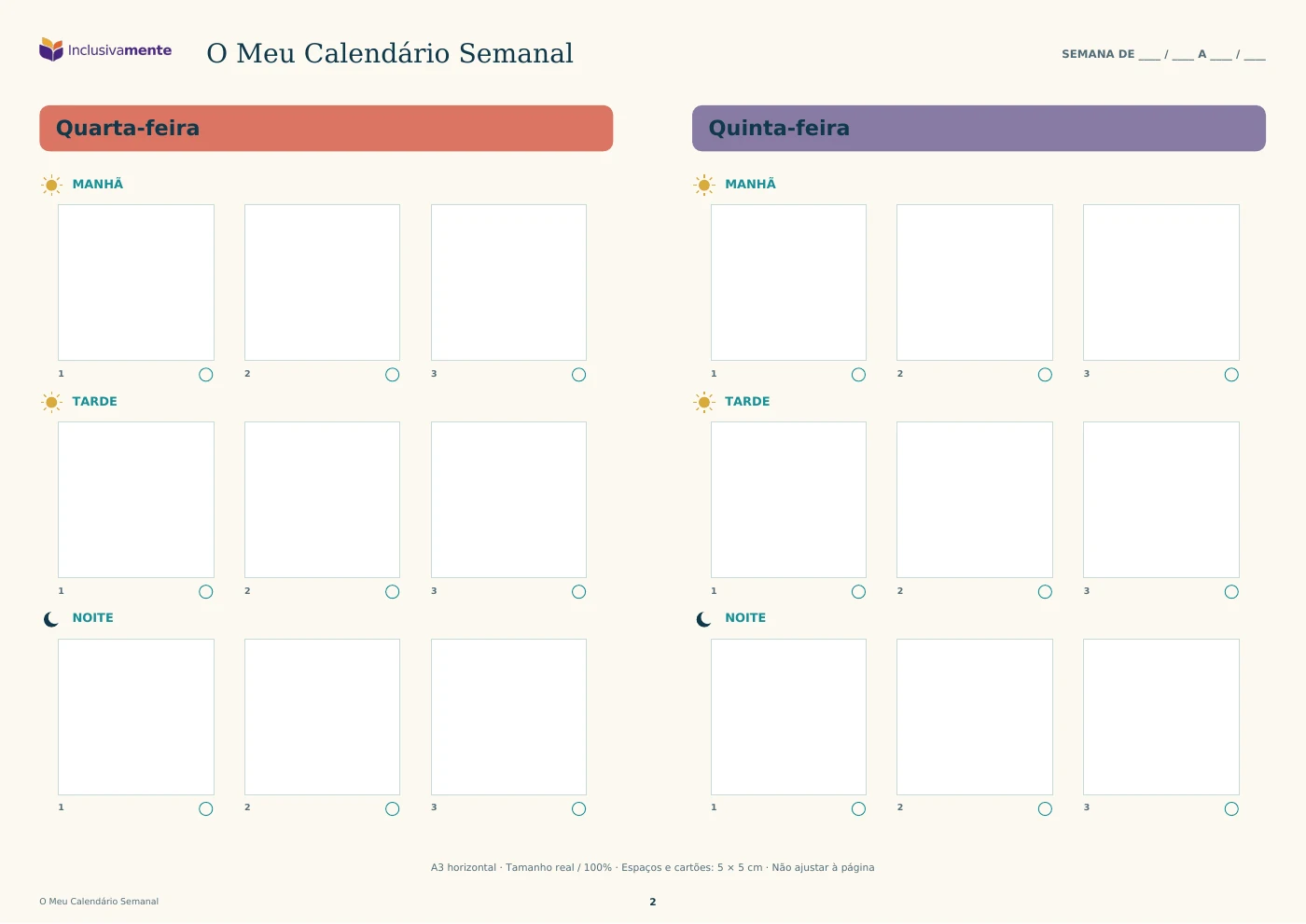 Calendário semanal